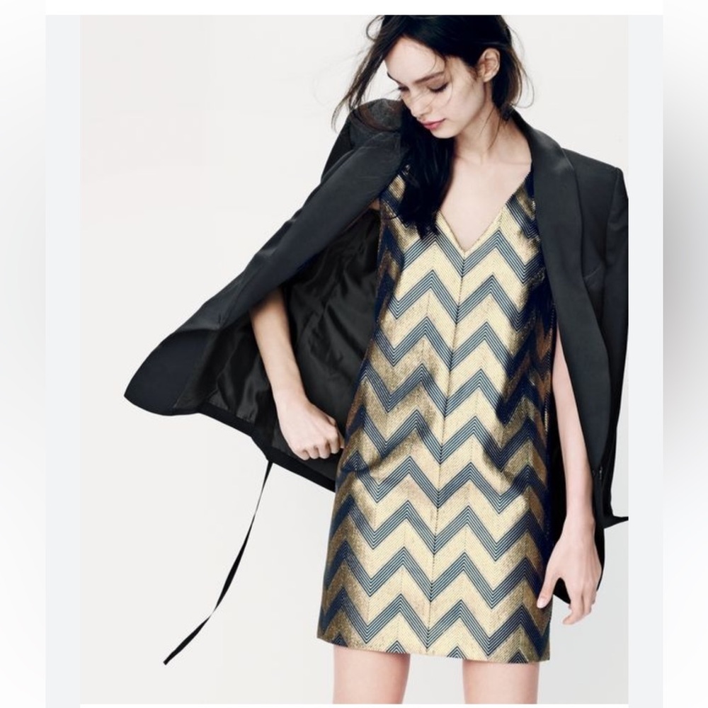 J.Crew collection metallic Chevron zigzag pattern dress size 2 4 6